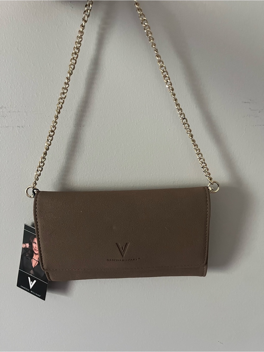 Vanessa Williams Taupe Chain Shoulder Bag